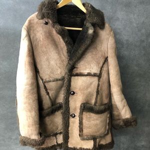 Vintage Sheepskin Hide Leather Coat MARLBORO MAN